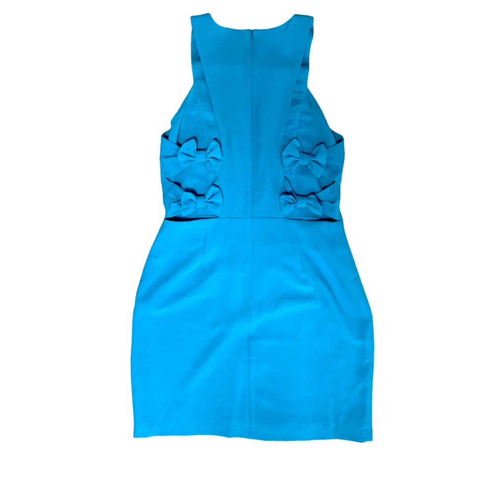 Sugar Lips Blue Bow cut out back dress size M NWT